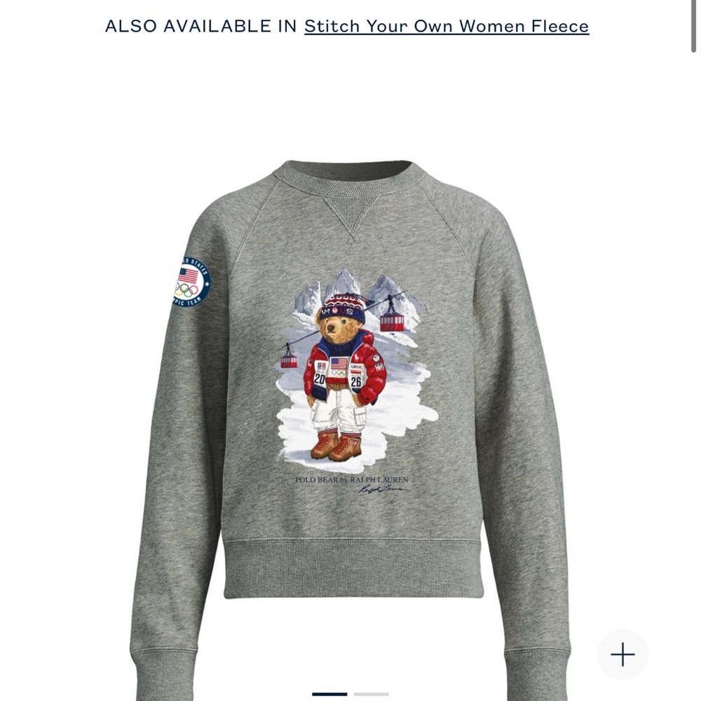 Ralph Lauren Gray Crewneck Sweater with Bear Design